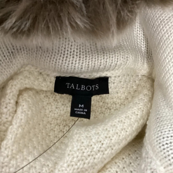 Talbots Faux Fur Knit Poncho Medium NEW - Picture 5 of 7